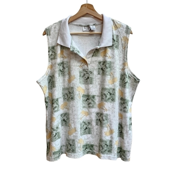 Vintage Sleeveless Golf Shirt with Polo Collar, Lady Golf Graphic, Size 2X - Picture 1 of 8